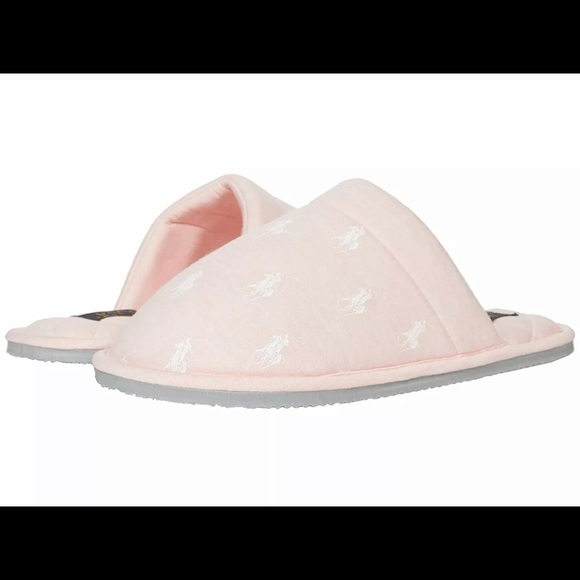 NEW Polo Ralph Lauren Woman's Polo Antero Slipper Logo Pink Size 7, 8, 9,10 - Picture 2 of 6